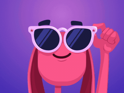 Freaking out @ Anymal.tv animation bunny character character animation character concept gif motion design rabbit shine sunglasses