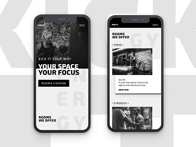 Kick It | Morning UI black black white clean design exo 2 fitness fitness center minimal mobile ui mobile ui design simple typography ui design web design