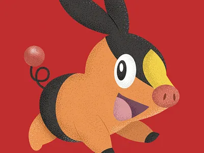 Tepig art black chinese chinese new year illustration love pig pokemon red shading stipple vector year of the pig