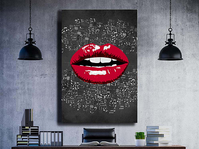 Red Lips Music artiful audrey hepburn beautiful beautiful girl canvas canvas print design e commerce iconic illustration lips lipsart motivation red lips