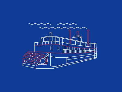 Belle of Louisville Illustration badge belle boat boating boats brand historic history illustrate illustration journey kentucky line lines logo louisville monoline old southern water
