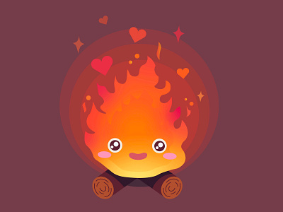 My Hearth Only Burns for You anime calcifer freeform gradient ghibli gradient howls moving castle illustration miyazaki studio ghibli valentine valentines day vector art