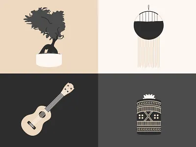 House Objects illustrations design house house design house icon house illustration house object icon icon artwork illustration macrame object tree ukelele vector