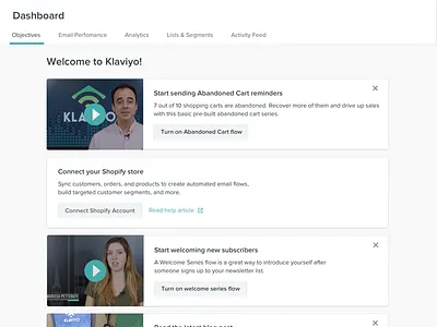 Dashboard Objectives Tabs card dashboard navigation tab bar video