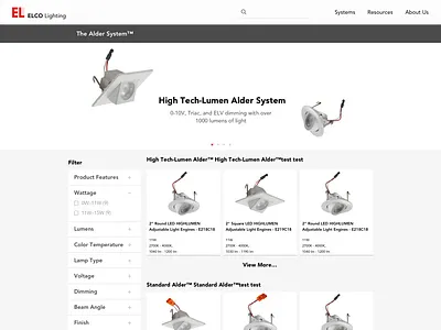 ELCO Lighting Website e commerce flat design led responsive smarlight uidesign website
