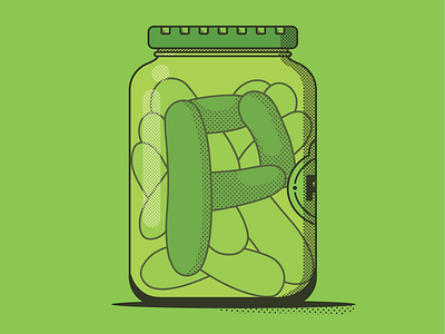 Drop Cap Pickles cucumber dropcap food illustration jar pickle pickles vegetable vegetables