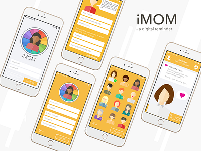 iMOM app avatar design flat logo mom mum ui ux vector yellow