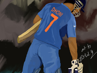 Msd Digital Art art cricket dhoni digital art digital paint digital painting illustration msd photoshop sketch