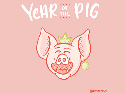 Year of the Pig 2019 character chinese illustration lettering lunar new year pig