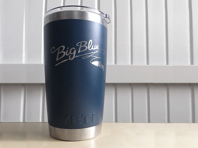 Big Blue Yeti Tumbler big blue boat boating charter cooler coolers custom fish fishing hand lettered lake lettering logotype pole y logo yeti