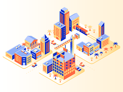 Iso City Illustration builder city construction illustration isometric vector web yellow