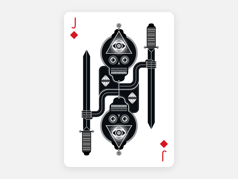 Jack of Diamond Animation - Edition Zero AR animation blacknwhite playing card playingarts svg animation yupncollab