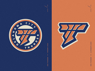 OKC Thunder Re-Brand ball basketball blue circular comic emblem hero logo nba okc oklahoma orange rebrand redesign seal shield sports superhero team thunder