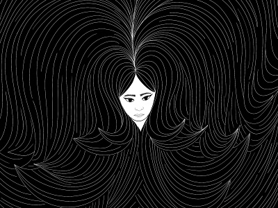 Hair black brows design digital emilysearle girl hair illustration line locks procreate