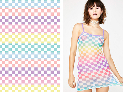 Pastel Checkered Print checkered checkered print dollskill illustrator kawaii pastel palette pastel print pink textile design