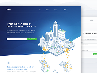 Fuse Landing Page blue illustration isometric light