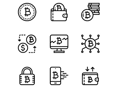 Cryptocurrency, blockchain, digital money vector simple icons android bitcoin bitcoins business crypto currency crypto exchange currency design finance icons interface ios lock mining money smartphone stack ui vector wallet