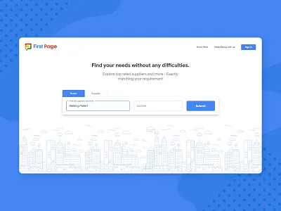 Suppliers Requirement Search - Landing Page logo search bar search engine ui uidesign ux uxdesign web ui web ux website website banner website design