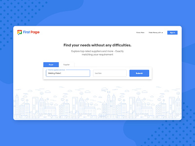 Suppliers Requirement Search - Landing Page logo search bar search engine ui uidesign ux uxdesign web ui web ux website website banner website design