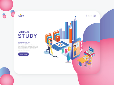 E-Learning Website Banner banner design books design education website elearning online student study teacher ui virtual web design company website banner website design