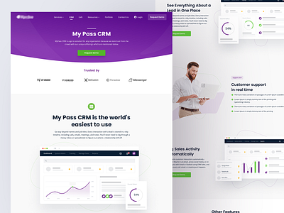 Crm Details Page admin clean crm dashboard design details page green illustration landing lms minimal purple software ui web