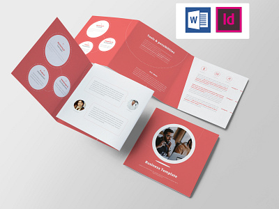 Business Template agency business clean corporate doc infographics invoice living coral professional red report square stationary template word