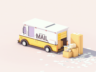 Mail Truck 3d cinema4d design digitalart graphic illustration isometric lowpoly render