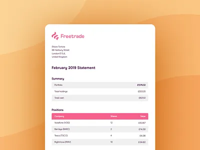 📜Statements finance fintech freetrade invest investment money shares statement stocks ui