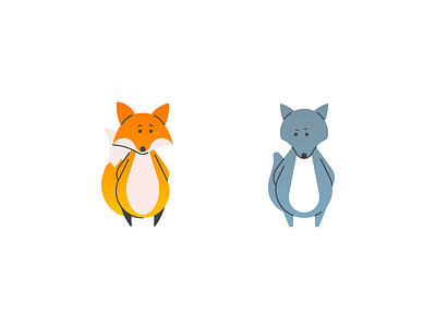 Fox & Wolf animal cartoon fox icon illustrator wolf