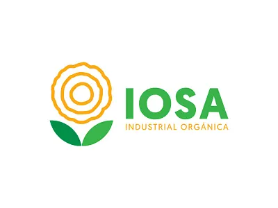 IOSA Logo brand branding flower flower logo green logo minimal orange symbol