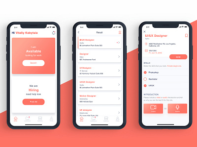 LetApp apiko app cv design flat hiring hr minimal recruiter ui ux vector