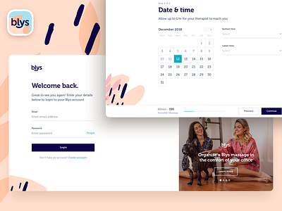 Blys - Web app log in & booking blys booking dashboard desktop desktop app desktop application massage onboarding ui user interface web app web app design web application design