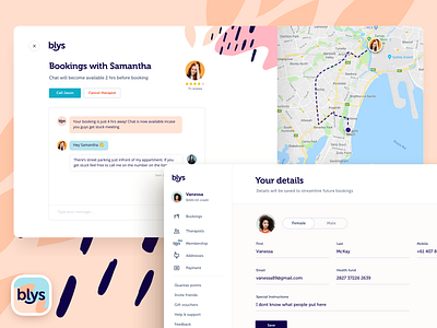 Blys - Web app booking & profile blys booking dashboard desktop desktop app desktop application massage ui user interface web app web app design web application design