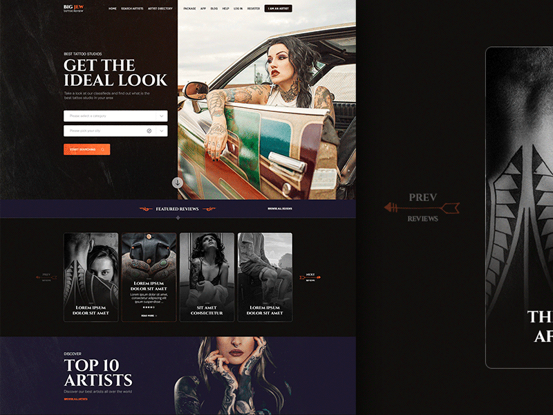 Tattoo Review - Homepage creative design tattoo ui ux web design