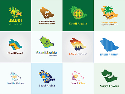 Saudi Arabia Map Logos arabia arabian arabic art branding creative design icon logo maps saudi typography vector