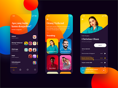 Podcast App - Exploration app card color design app exploration ios 11 list podcast streaming app typogaphy uidesign