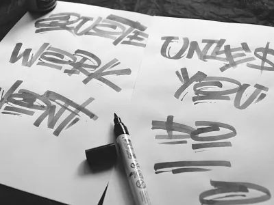 "Quotes won't work unless you do" - Sketches calligraphy design graphic art illustration lettering process sketch sketches snooze snoozeone type typography