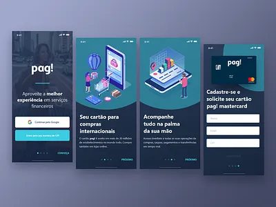 pag! - App Onboard Redesign app credit card finances interface onboard pag pag! payment redesign ui ux