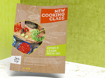 I love to design template colorful cooking food indesign psd template