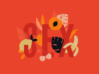 Exotic Vibes 🍌 exotic flat flatillustration fruits illustration ipadpro leaves minimal red tropical