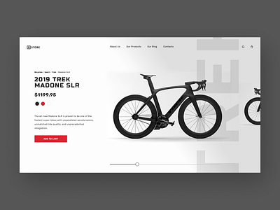 Product Page - "Bike Store" 3d bicycle bicycle shop bicycle store bicycles bike black design landing landing page logo red shop store typogaphy ui ux web website white