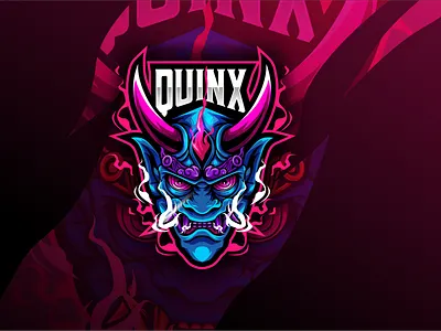 Quinx "Demon Mask" artwork esportlogo gaming logo illustration japanese logo mask vector