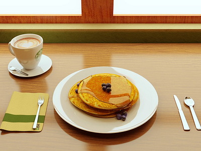 Breakfast 3d blender cycles food lighting modelling render texturing