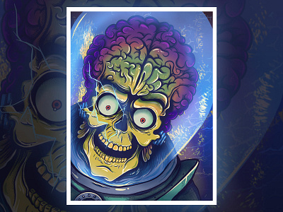 Mars Attacks! alien fan art illustration ipad pro mars attacks procreate scifi skull texture true grit texture supply