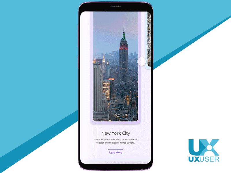 City Explorer Swipe app design gif. interaction motion motion animation ui ux ux ui design