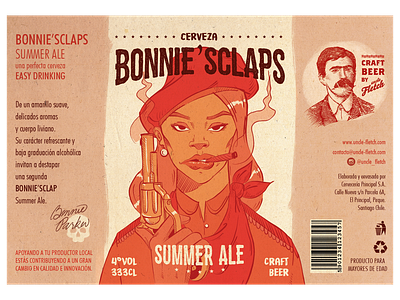 Bonnie Sclaps Beer Label 2d beer beer branding branding craft design gun illustration vintage