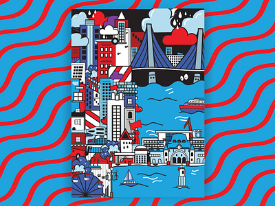 Vladivostok color drawing illustration illustrator vector