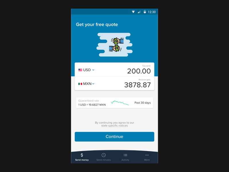 Get Free Quote Interaction android android app design animation app animations app design exchange rate interaction interaction design mobile animation mobile app mobile app design money app money transfer quotes send money touch ui