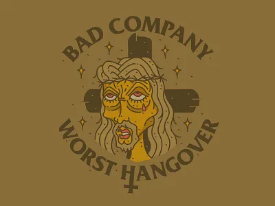 Bad Company cross hangover illustration jesus christ waikiki