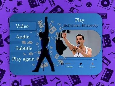 Daily UI #57 - Video Player affinity designer audio bohemian rhapsody daily 100 challenge daily ui 57 dailyui57 freddy mercury music music star player player ui queen song songs star subtitle ui design video video app video player